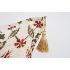Fabric Pillow, Fabric Pillow 24x24, Beige Topkapi Palace Tulip Pattern Turkish Jacquard Fabric Pillow Cover, Throw Pillow Case