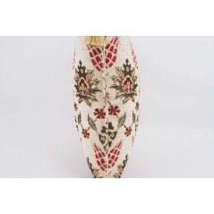 Fabric Pillow, Fabric Pillow 24x24, Beige Topkapi Palace Tulip Pattern Turkish Jacquard Fabric Pillow Cover, Throw Pillow Case