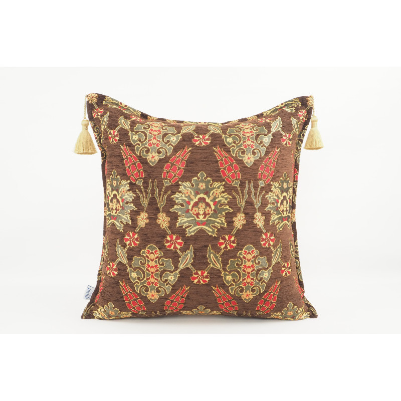 Fabric Pillow,Fabric Pillow 24x24,Brown Topkapi Palace Tulip Pattern Turkish Jacquard Fabric Pillow Case,Throw and Lumbar Pillow Fabric Pillow,Fabric Pillow 24x24,Brown Topkapi Palace Tulip Pattern Turkish Jacquard Fabric Pillow Case,Throw and Lumbar Pillow
