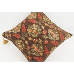 Fabric Pillow,Fabric Pillow 24x24,Brown Topkapi Palace Tulip Pattern Turkish Jacquard Fabric Pillow Case,Throw and Lumbar Pillow