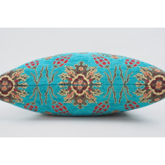 Fabric Pillow,Fabric Pillow 24x24,Turquoise Blue Topkapi Palace Tulip Pattern Turkish Jacquard Fabric Pillow Case, Throw Pillow