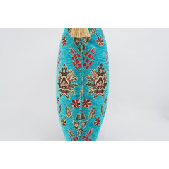 Fabric Pillow,Fabric Pillow 24x24,Turquoise Blue Topkapi Palace Tulip Pattern Turkish Jacquard Fabric Pillow Case, Throw Pillow