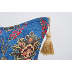Fabric Pillow,Fabric Pillow 24x24,Navy Blue Topkapi Palace Tulip Pattern Turkish Jacquard Fabric Pillow Cover,Throw Pillow Case