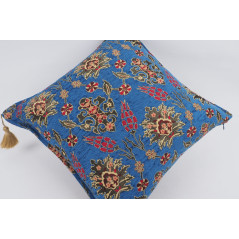 Fabric Pillow,Fabric Pillow 24x24,Navy Blue Topkapi Palace Tulip Pattern Turkish Jacquard Fabric Pillow Cover,Throw Pillow Case