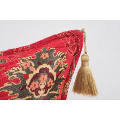 Fabric Pillow,Fabric Pillow 24x24, Red Topkapi Palace Tulip Pattern Turkish Jacquard Fabric Pillow Case, Throw and Lumbar Pillow