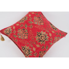 Fabric Pillow,Fabric Pillow 24x24, Red Topkapi Palace Tulip Pattern Turkish Jacquard Fabric Pillow Case, Throw and Lumbar Pillow