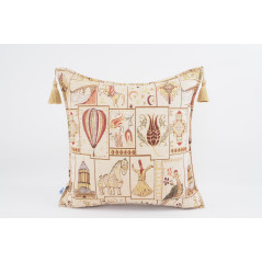 Fabric Pillow,Fabric Pillow 24x24,Beige Turkish Dream Pattern Turkish Chenille Fabric Pillow, Decorative Pillow, Bohemian Pillow