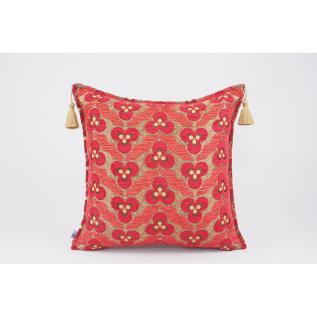 Fabric Pillow, Fabric Pillow 24x24, Red Tiger Eyes Pattern Turkish Jacquard Fabric Pillow Cover, Decorative Throw Lumbar Pillow