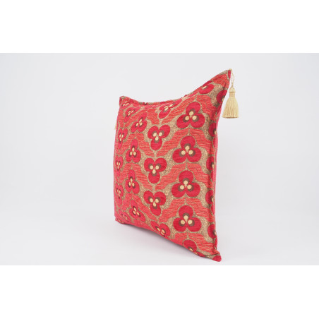 Fabric Pillow, Fabric Pillow 24x24, Red Tiger Eyes Pattern Turkish Jacquard Fabric Pillow Cover, Decorative Throw Lumbar Pillow