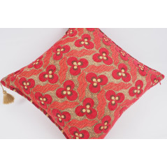Fabric Pillow, Fabric Pillow 24x24, Red Tiger Eyes Pattern Turkish Jacquard Fabric Pillow Cover, Decorative Throw Lumbar Pillow