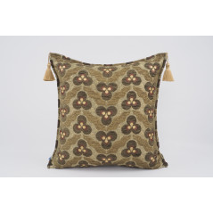 Fabric Pillow,Fabric Pillow 24x24, Moss Green Tiger Eyes Pattern Turkish Jacquard Fabric Pillow, Decorative Throw Lumbar Pillow