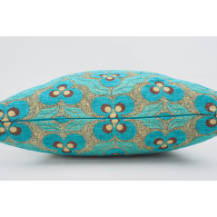 Fabric Pillow, Fabric Pillow 24x24, Turquoise Blue Tiger Eyes Pattern Turkish Jacquard Fabric Pillow Cover, Throw Lumbar Pillow