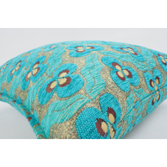 Fabric Pillow, Fabric Pillow 24x24, Turquoise Blue Tiger Eyes Pattern Turkish Jacquard Fabric Pillow Cover, Throw Lumbar Pillow