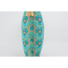 Fabric Pillow, Fabric Pillow 24x24, Turquoise Blue Tiger Eyes Pattern Turkish Jacquard Fabric Pillow Cover, Throw Lumbar Pillow