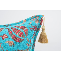 Fabric Pillow, Fabric Pillow 24x24, Turquoise Blue Caucasus Carnation Pattern Turkish Fabric Pillow, Decorative Bohemian Pillow