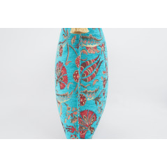 Fabric Pillow, Fabric Pillow 24x24, Turquoise Blue Caucasus Carnation Pattern Turkish Fabric Pillow, Decorative Bohemian Pillow