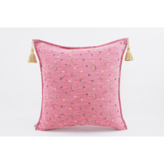 Fabric Pillow,Fabric Pillow 24x24,Pale Pink Arabian Night Pattern Turkish Jacquard Fabric Pillow Cover, Throw And Lumbar Pillow