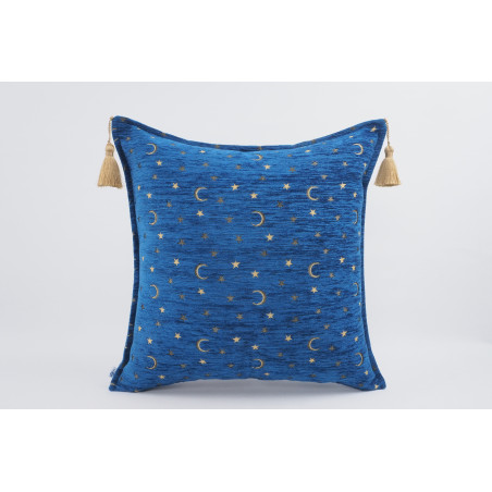 Fabric Pillow,Fabric Pillow 24x24,Navy Blue Arabian Night Pattern Turkish Jacquard Fabric Pillow Cover, Throw And Lumbar Pillow