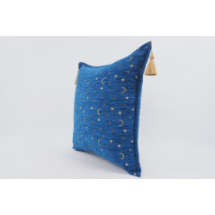 Fabric Pillow,Fabric Pillow 24x24,Navy Blue Arabian Night Pattern Turkish Jacquard Fabric Pillow Cover, Throw And Lumbar Pillow