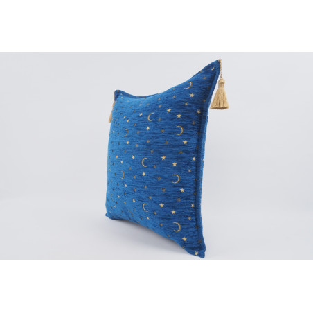 Fabric Pillow,Fabric Pillow 24x24,Navy Blue Arabian Night Pattern Turkish Jacquard Fabric Pillow Cover, Throw And Lumbar Pillow