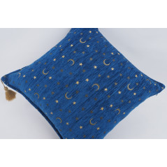 Fabric Pillow,Fabric Pillow 24x24,Navy Blue Arabian Night Pattern Turkish Jacquard Fabric Pillow Cover, Throw And Lumbar Pillow