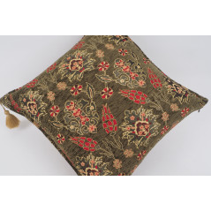 Fabric Pillow,Fabric Pillow 24x24,Moss Green Topkapi Palace Tulip Pattern Turkish Jacquard Fabric Pillow Cover,Throw Pillow Case