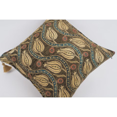 Fabric Pillow,Fabric Pillow 24x24,Moss Green Water Line Tulip Pattern Turkish Jacquard Fabric Pillow, Throw Pillow,Lumbar Pillow