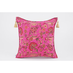 Fabric Pillow,Fabric Pillow 24x24,Mazenda Pink Caucasus Carnation Pattern Turkish Fabric Pillow Case, Decorative Bohemian Pillow