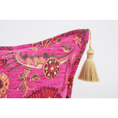 Fabric Pillow,Fabric Pillow 24x24,Mazenda Pink Caucasus Carnation Pattern Turkish Fabric Pillow Case, Decorative Bohemian Pillow