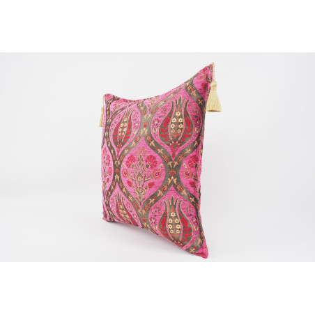 Fabric Pillow, Fabric Pillow 24x24, Mazenda Pink Morocco Pattern Turkish Jacquard Fabric Pillow, Decorative  Pillow