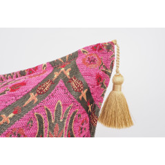 Fabric Pillow, Fabric Pillow 24x24, Mazenda Pink Morocco Pattern Turkish Jacquard Fabric Pillow, Decorative  Lumbar Pillow