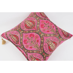 Fabric Pillow, Fabric Pillow 24x24, Mazenda Pink Morocco Pattern Turkish Jacquard Fabric Pillow, Decorative  Lumbar Pillow