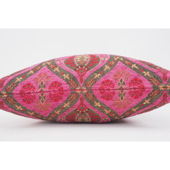 Fabric Pillow, Fabric Pillow 24x24, Mazenda Pink Morocco Pattern Turkish Jacquard Fabric Pillow, Decorative  Lumbar Pillow