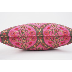 Fabric Pillow, Fabric Pillow 24x24, Mazenda Pink Morocco Pattern Turkish Jacquard Fabric Pillow, Decorative  Lumbar Pillow