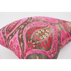 Fabric Pillow, Fabric Pillow 24x24, Mazenda Pink Morocco Pattern Turkish Jacquard Fabric Pillow, Decorative  Lumbar Pillow