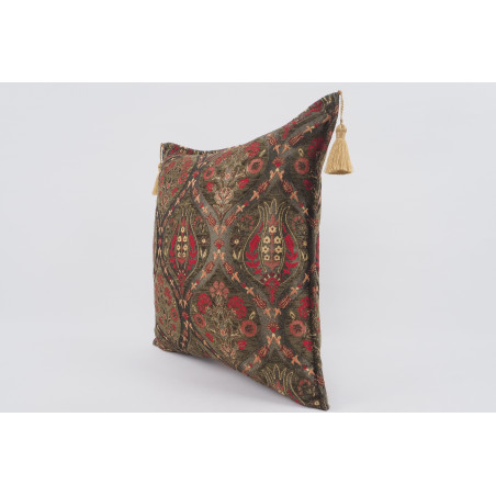 Fabric Pillow, Fabric Pillow 24x24, Moss Green Morocco Pattern Turkish Jacquard Fabric Pillow, Decorative Pillow