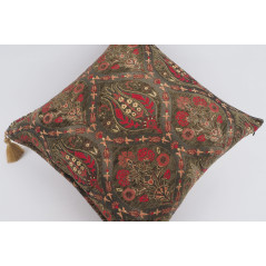 Fabric Pillow, Fabric Pillow 24x24, Moss Green Morocco Pattern Turkish Jacquard Fabric Pillow, Decorative  Lumbar Pillow
