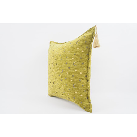 Fabric Pillow,Fabric Pillow 24x24, Pistachio Green Arabian Night Pattern Turkish Jacquard Fabric Pillow Cover, Throw Pillow