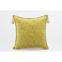 Fabric Pillow,Fabric Pillow 24x24, Pistachio Green Arabian Night Pattern Turkish Jacquard Fabric Pillow Cover, Throw Pillow
