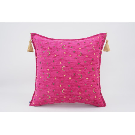 Fabric Pillow,Fabric Pillow 24x24, Mazenda Pink Arabian Night Pattern Turkish Jacquard Fabric Pillow Cover, Throw Pillow