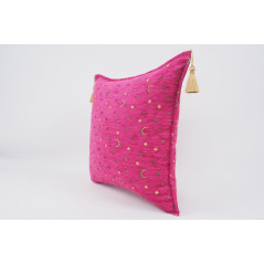 Fabric Pillow,Fabric Pillow 24x24, Mazenda Pink Arabian Night Pattern Turkish Jacquard Fabric Pillow Cover, Throw Pillow