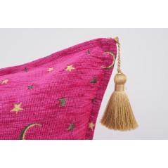 Fabric Pillow,Fabric Pillow 24x24, Mazenda Pink Arabian Night Pattern Turkish Jacquard Fabric Pillow Cover, Throw Pillow