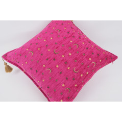Fabric Pillow,Fabric Pillow 24x24, Mazenda Pink Arabian Night Pattern Turkish Jacquard Fabric Pillow Cover, Throw Pillow