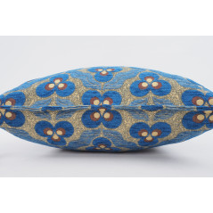 Fabric Pillow, Fabric Pillow 24x24, Navy Blue Tiger Eyes Pattern Turkish Jacquard Fabric Pillow Cover, Decorative Throw Pillow