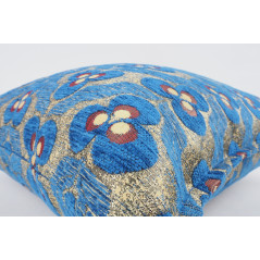 Fabric Pillow, Fabric Pillow 24x24, Navy Blue Tiger Eyes Pattern Turkish Jacquard Fabric Pillow Cover, Decorative Throw Pillow