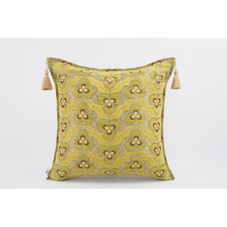 Fabric Pillow, Fabric Pillow 24x24, Pistachio Green Tiger Eyes Pattern Turkish Jacquard Fabric Pillow Cover, Decorative Pillow