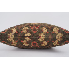 Fabric Pillow, Fabric Pillow 24x24, Moss Green Carnation Pattern Turkish Jacquard Fabric Pillow, Decorative Throw Lumbar Pillow