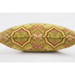 Fabric Pillow, Fabric Pillow 24x24, Pistachio Green Carnation Pattern Turkish Jacquard Fabric Pillow, Decorative Throw Pillow