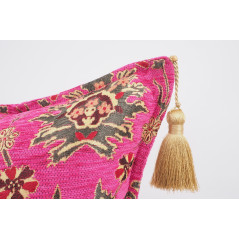 Fabric Pillow, Fabric Pillow 24x24, Mazenda Pink Topkapi Palace Tulip Pattern Turkish Jacquard Fabric Pillow Cover, Throw Pillow