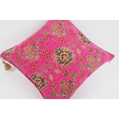 Fabric Pillow, Fabric Pillow 24x24, Mazenda Pink Topkapi Palace Tulip Pattern Turkish Jacquard Fabric Pillow Cover, Throw Pillow